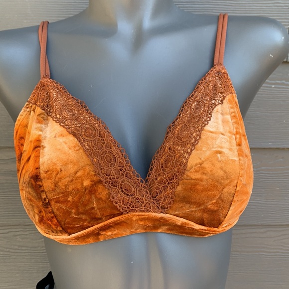 Velvet and Lace Trim Halter top Bralette - Picture 8 of 11